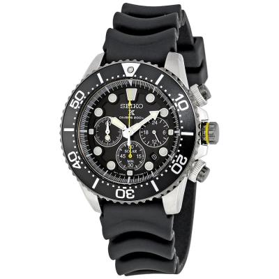 JamesMobile นาฬิกาข้อมือผู้ชาย Seiko Solar Chronograph รุ่น SSC021P1 นาฬิกากันน้ำ200เมตร นาฬิกาสายซิลิโคน - Black