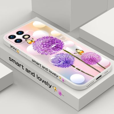[ฟรี] Honor X8 X9 5G Honor 50 Lite Dandelion Stylish โทรศัพท์ดอกไม้ Liquid Silicon กันกระแทกปลอก