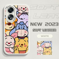 Diorcase สำหรับ OPPO A58 4G ผิวสัมผัสบางน่ารัก Pooh Ber เคสหลังหนังซิลิโคนนิ่มเคสโทรศัพท์ PU ปกหนัง