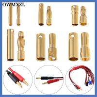 OWMXZL 10Pairs 2/3/3.5/4/5/5.5mm ชุบทอง ทรัมเป็ต กล่องเสียง อุปกรณ์เสริม กระแสไฟสูง ขั้วต่อแบตเตอรี่ RC ปลั๊กตัวเมีย Banana Plug