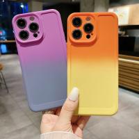 อุปกรณ์เสริมสำหรับ iPhone 14 Plus 13 Pro,เคสครอบโทรศัพท์ซิลิโคนสีไล่ระดับสีกันกระแทกสำหรับ iPhone 14 13 12 Pro Max 11