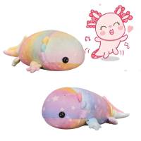 Rainbow Axolotl Colored Fluffy Dinosaur Fish Plush Toy Ideal Gift Adults For Kid