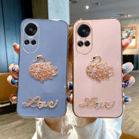 เคสโทรศัพท์ Reno10 OPPO Pro Reno10 Pro Reno10 Pro + 5G ใหม่เคส2023นุ่มคริสตัลเงางามสีหงส์ขนมตกแต่งยางนิ่ม Reno8 T Reno8 Reno8 Z Reno8 Pro 5G 4G