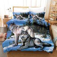 Wolf Pattern 3D Printing Soft and omfortable Polyester Bed Cover Bedding Set with Pillowcase