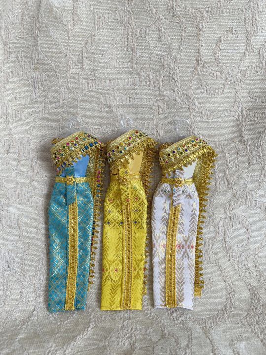 ชุดไทยสไบผ้าทอง-ริมหยัก-สังวาลย์คู่-สำหรับตุ๊กตาบาร์บี้