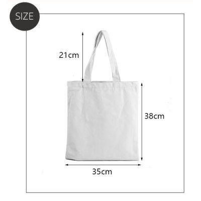Ready Stock Korean Illustration Canvas Bag Bag White Shopping Bag Student Toto Bag Eco Fashion