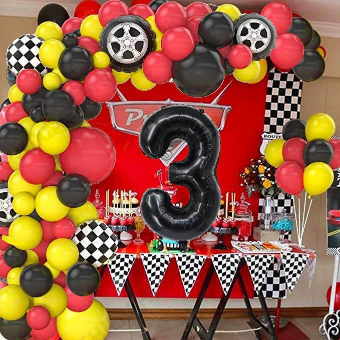 80pcs Car Tires Themed Balloon Garland Arch Set Baby Boy Birthday Party ...