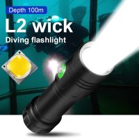 Super Bright High Power Led Rechargeable Diving Flashlight L2 Wick 4 Modes Underwater Hand Lantern Torch Waterproof 18650 Rechargeable  Flashlights