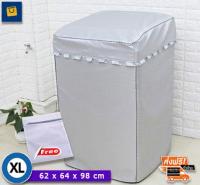 ผ้าคลุมเครื่องซักผ้า washing machine cover รุ่นฝาครอบ สำหรับเครื่องซักผ้าฝาบน Top Load สีเทาเงิน (XL) กว้าง 62 x ลึก 64 x สูง 98 cm