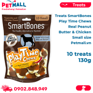 Treats SmartBones Play Time Chews Real Peanut Butter & Chicken Small size 130g - 10 treats - Vị bơ đậu phộng, có lõi thịt gà bên trong Petmall thumbnail