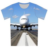 Joyonly Boys Girl New 2022 Summer 3D Printed T-shirts Blue Sky Aircraft Take off Pattern T shirts Children Cool Tops 4-20 Years