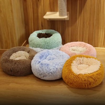 [pets baby] Super Soft Pet Bed Kennel Dog Round Catwarmllong Plush LargeCushion MatCat Supplies