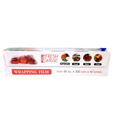 ฟิล์มห่ออาหาร Wrapping Film 30cm x 300 เมตร x 10ไมครอน พร้อมที่ตัด ฟิล์มยืดหุ้มห่ออาหาร  Fresh Wrap พลาสติกห่ออาหาร ฟิล์มห่อของ ฟิล์มหดห่อของ