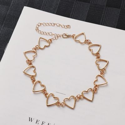 Kpop Style Choker Choker Grunge Necklaces For Women Alloy Peach Heart Necklace Simple Hollowed Out Love Choker Cold Style Choker