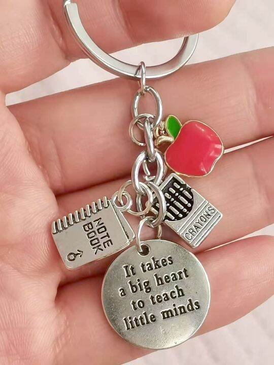 new-fashion-keychain-ruler-compass-pen-case-book-it-takes-a-big-heart-to-teachers-keychain-with-red-apple-key-chains