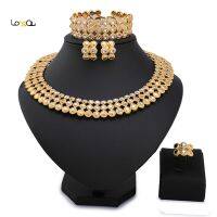 【lz】﹉  Longqu-Dubai banhado a ouro conjunto de jóias para mulheres designer personalizado grânulos africanos moda luxo casamento nupcial