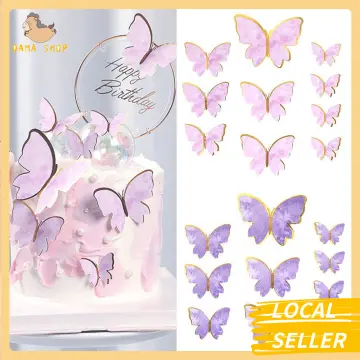 11pcs/set Paper Cake Topper, Modern Butterfly Design Cake Top