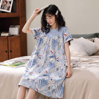 Women Short Sleeve Nightgown Sleep Shirt Dress Casual Sleepwear Cartoon Pyjamas Nightwear Vestidos Mujer Womens Home Clothes