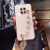 Maitus เคส Huawei Mate 20 /Mate 20 Pro/mate 20 X มีสี่สร้อยข้อมือโคลเวอร์6D กรอบสี่เหลี่ยมเคลือบเงากรอบสี่เหลี่ยมฝาหลังป้องกันซิลิโคนเคสมือถือ