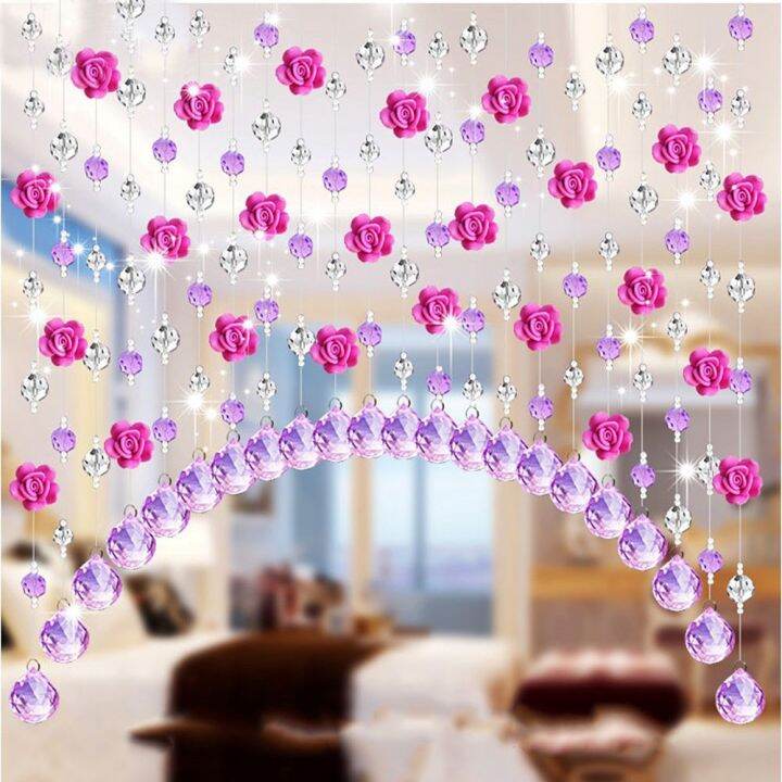 home-decoration-crystal-glass-rose-bead-curtain-one-meter-with-pendant