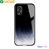 เคส UCUC สำหรับ OPPO A38 / OPPO Oppoa18 Oppoa38 A18เคสมือถือกาแล็คซี่อวกาศดวงดาวบนท้องฟ้าไล่ระดับสีเคสฝาหลังกระจกเทมเปอร์กันกระแทก