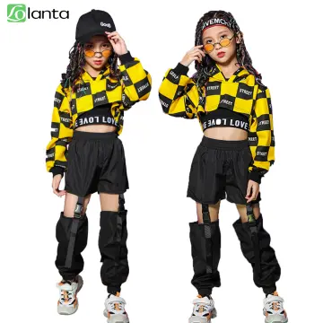 LOLANTA Girls Dance Costume Hip Hop Jazz Street Dance Outfits, Kids Cropped  Hoodie+Tank Top+Jogger Pants Set Yellow : : Clothing & Accessories