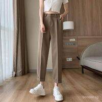 COD SDFERTGRTYTYUYU Autumn Khaki Suit Pants Womens Thin High Waist Cropped Straight Loose Drooping Casual Radish Cigarette Pants Women