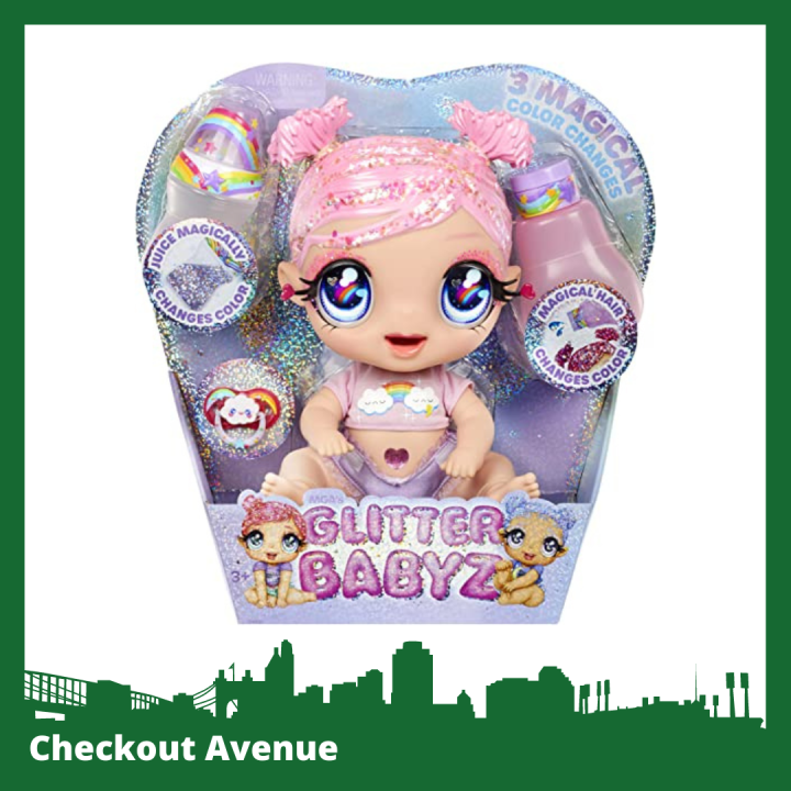 MGA'S Glitter Babyz™ Dreamia Stardust Baby Doll with 3 Magical Color