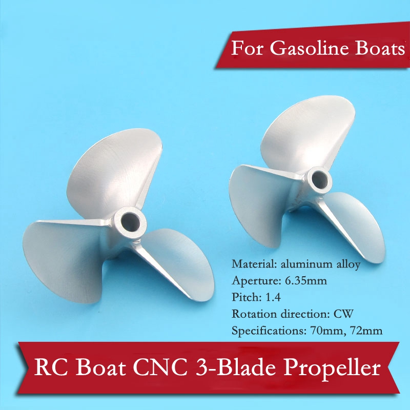 Rc Propeller CNC Machined 3 blades Copper 7014 For 6.35mm 1/4" Prop Shaft Boat 