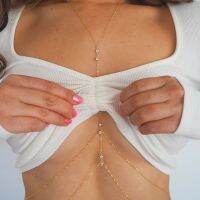 【YF】 Sexy​ ​Lingerie Women Body Chain Simple Metal Scallop Pendant Transparent Waist For Festival Outfit Jewelry