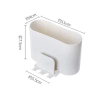 Fashion 1PC Wall-Mounted Toothbrush Holder Bathroom Punch-Free Tooth Cup Rack Wall-Mounted Mouthwash Cup Holder Storage Box