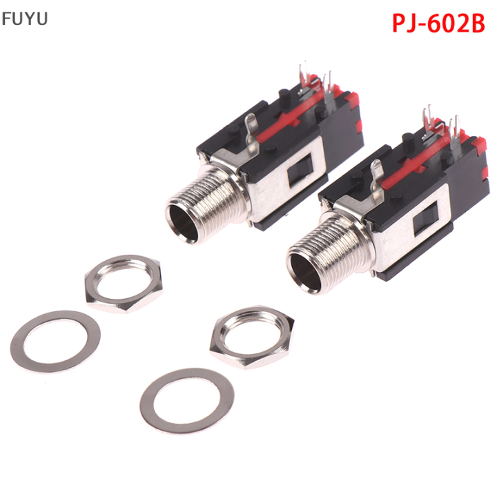 fuyu-2pcs-6-35mm-pj-602b-ช่องเสียบหูฟัง3ติดต่อ-right-angle-audio-connector