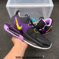 HOT Original ΝΙΚΕ LeBr0n Witness- 7 Fashion MenS Practical Basketball Shoes All Match Breathable And Cushioned Sports Shoes Black Purple Yellow