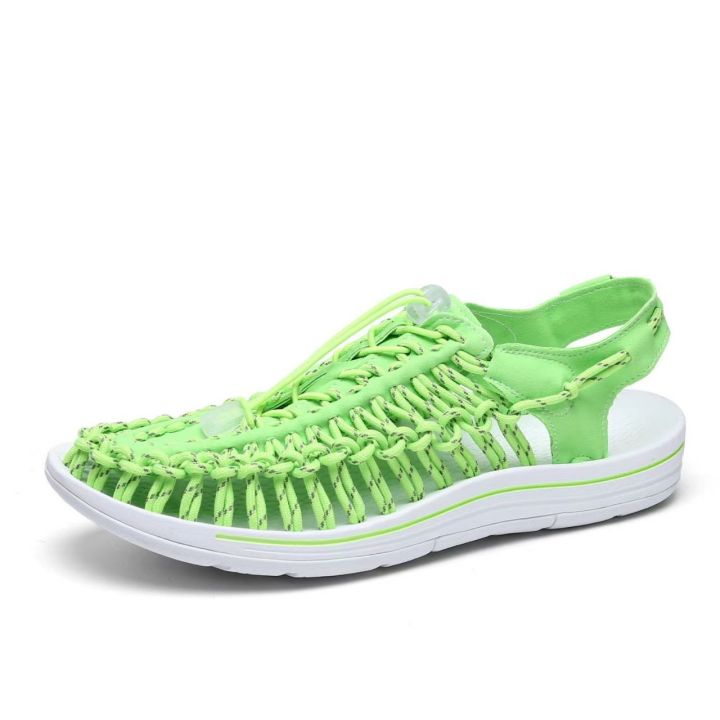 new-color-สีเขียวมะนาว-รองเท้าถักเชือก-fashion-สไตล์-keen-sandal-รองเท้าถักเชือก
