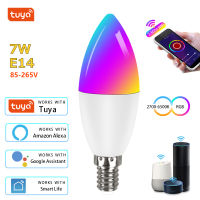 Tuya Smart Wifi LED Bulb E14 Alexa Lamp RGB WW CW Dimmable 5W 7W 9W Candle Light for Home Voice Control Works with Google Home