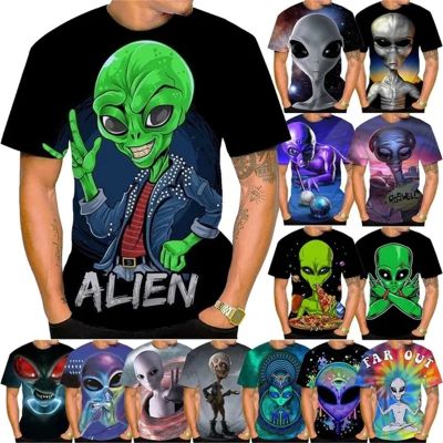 ใหม่ Alien ตลก 3D พิมพ์เสื้อยืดแฟชั่นผู้ชายและผู้หญิง Alien Skull สบายๆแขนสั้น T เสื้อเด็กเสื้อผ้า