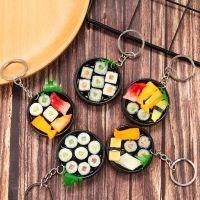 【YF】♝✆  Food Keychain Pendant Sushi Seafood  Tempura Sashimi Couple Car Rings