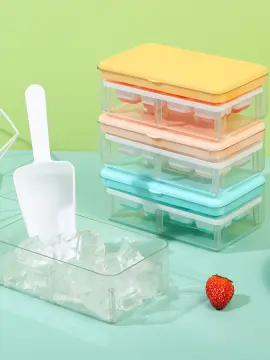 Press Type Ice Cube Maker Silicone Ice Tray Mold Creative Storage Box Lid  Trays Bar Kitchen Square Cube Container