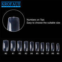 KROFAUE 500ชิ้นโลงศพเล็บปลอมเต็มปกปลอมฝรั่งเศสเล็บอะคริลิเทียมสำหรับเล็บธรรมชาติเคล็ดลับการออกแบบเล็บ