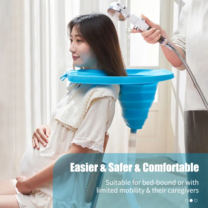 Available Hair Wash Basin Collapsible Shampoo Trays with Tube Earplugs Mobile Hair Washing Basin