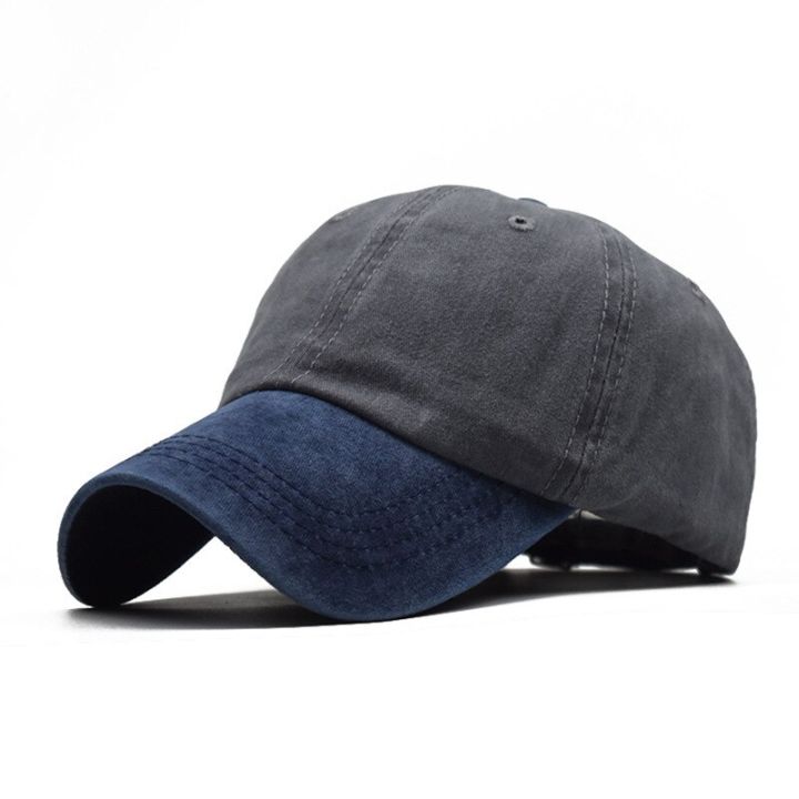หมวกเบสบอลยูนิเซ็กซ์ฮิปฮอปล้างใจสีดำหมวกเบสบอลวินเทจหมวกแก๊ปฝ้ายสแน๊ปแบคหมวกคุณพ่อโลโก้ที่กำหนดเอง