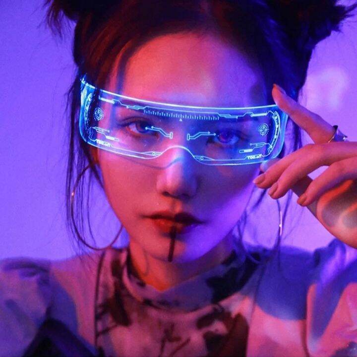 {ZHUN SHAN} LED Luminous Glasses Electronic Visor Glasses Light Up ...