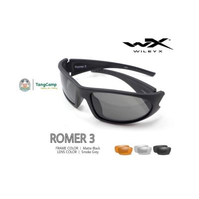 แว่นตา WileyX ของแท้ รุ่น ROMER 3 ชุดสามเลนส์ กรอบสีดำ กันสะเก็ด กันแรงกระแทกสูง พร้อมเลนส์สีส้ม สีใส สีเทาดำ