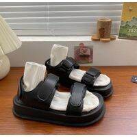 COD DSFGRTUTYIII Black Thick-Soled Velcro Sandals Women