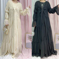 เปิด Abaya Kimono ชุดดูไบผู้หญิง Maxi Cardigan Ruffles Kaftan Flare Sleeve Robe มุสลิม Jalabiya เสื้อผ้าอิสลาม Eid Ramadan