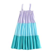 ZZOOI KPYTOMOA Women 2020 Sweet Fashion Patchwork Ruffles Pleated Mini Dress Vintage Backless Wide Straps Female Dresses Vestidos