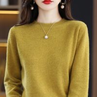 100% Pure Wool Cashmere Sweater Womens O-Neck Pullover Casual Knit Top Autumn And Winter Womens Coat Korean Fashion