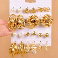 【YP】 Bohemia Earrings Set Piercings Hoop Gold Color Ear Studs Jewelry
