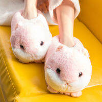 Cwwinter รองเท้าแตะ Kawaii ผู้หญิงปัดพลิกสีหนูแฮมสเตอร์สีชมพูสีน้ำตาลหนูแฮมสเตอร์บ้านที่อบอุ่นรองเท้าแตะบ้านชั้นลื่นรองเท้าแตะรถ