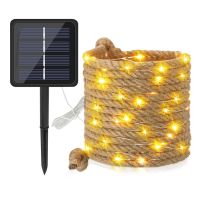 Solar Rope Lights 10M 200 LED Outdoor Solar Hemp Tube Fairy Light Solar Christmas Garland Light for Pool Balcony Tree Decor